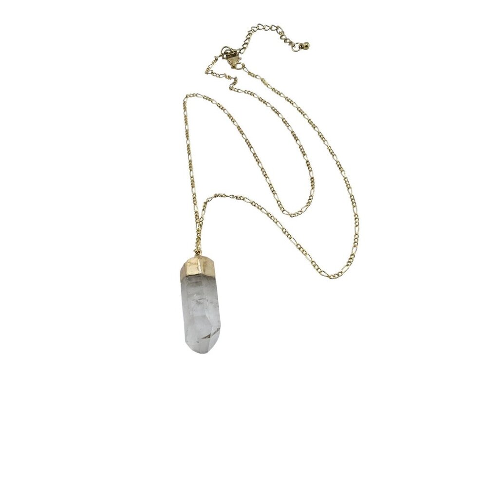 Vintage Crystal Pendant On Figaro Chain Necklace (A8124)